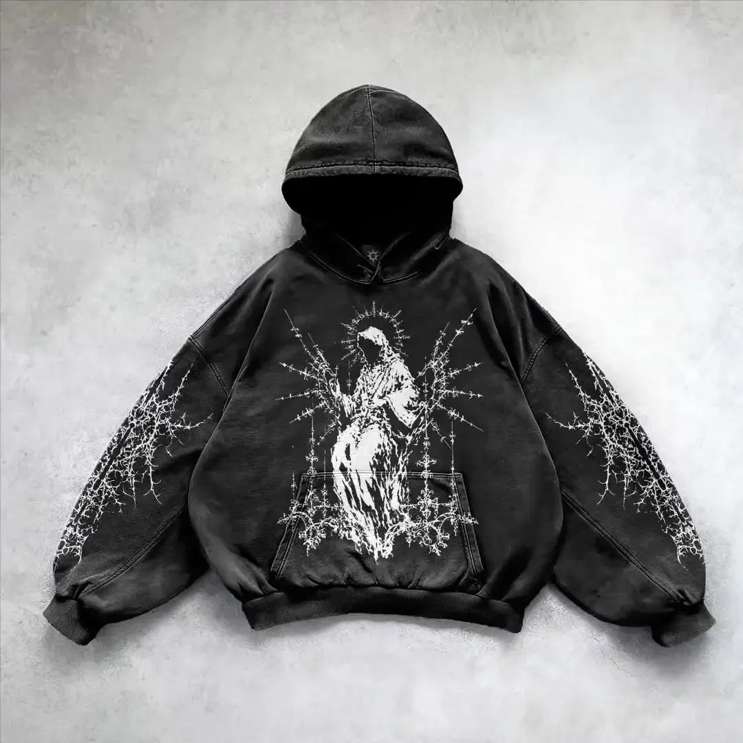 Y2k gothic dark skull hoodies men oversized sweatshirt couples punk tops streetwear goth harajuku women men clothing