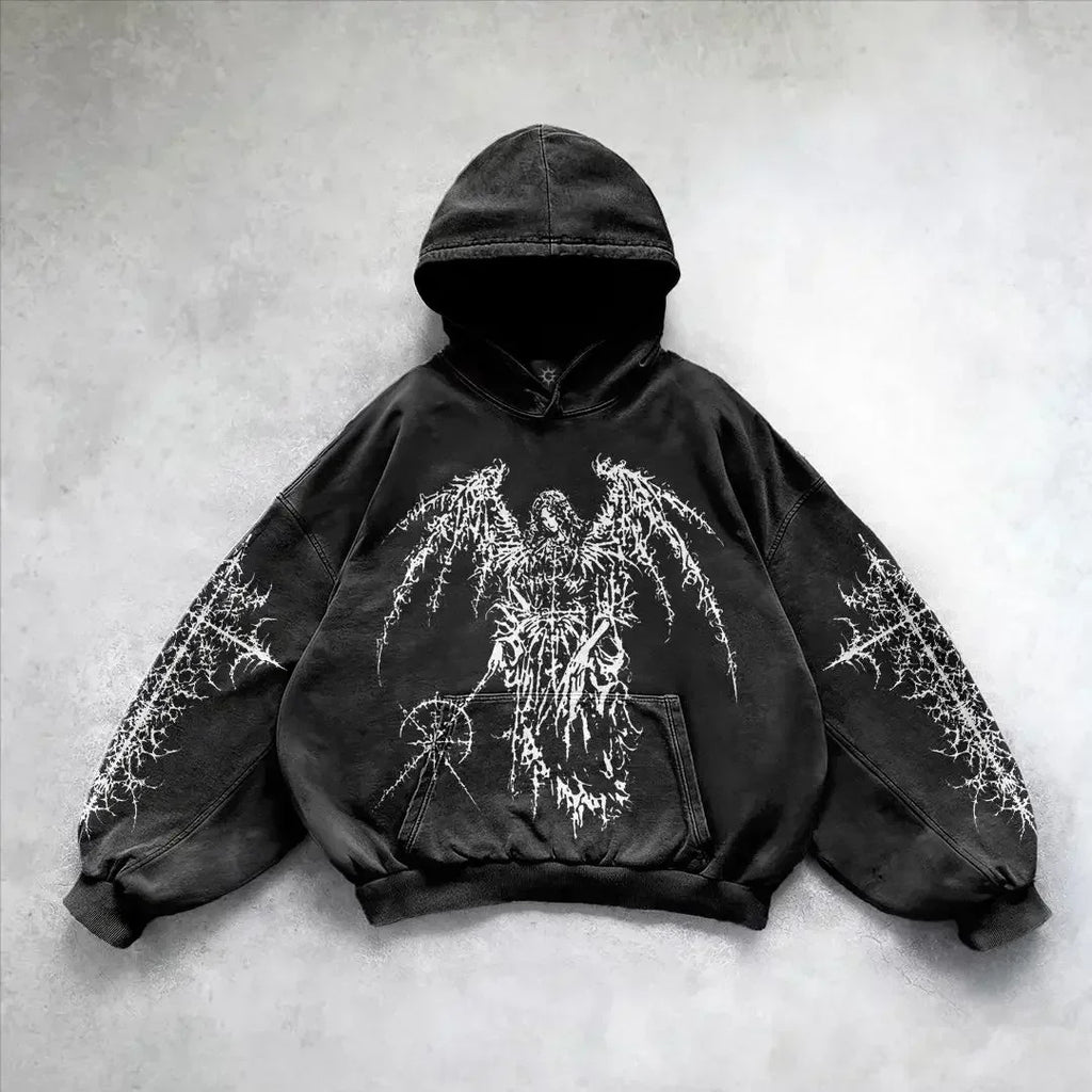 Y2k gothic dark skull hoodies men oversized sweatshirt couples punk tops streetwear goth harajuku women men clothing