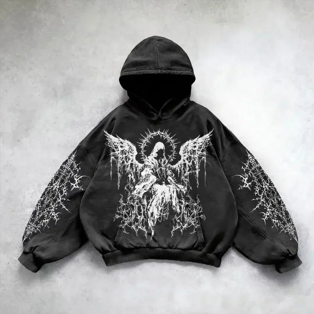 Y2k gothic dark skull hoodies men oversized sweatshirt couples punk tops streetwear goth harajuku women men clothing