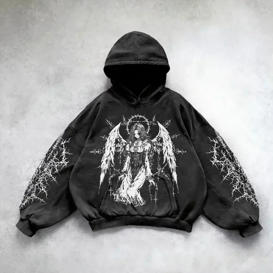 Y2k gothic dark skull hoodies men oversized sweatshirt couples punk tops streetwear goth harajuku women men clothing