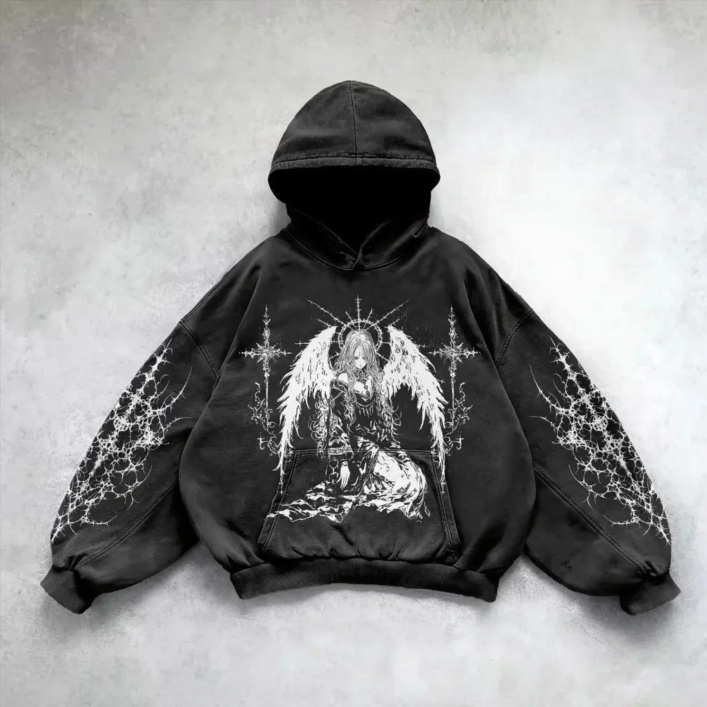 Y2k gothic dark skull hoodies men oversized sweatshirt couples punk tops streetwear goth harajuku women men clothing
