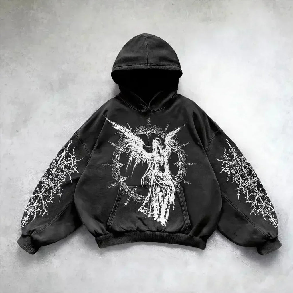 Y2k gothic dark skull hoodies men oversized sweatshirt couples punk tops streetwear goth harajuku women men clothing
