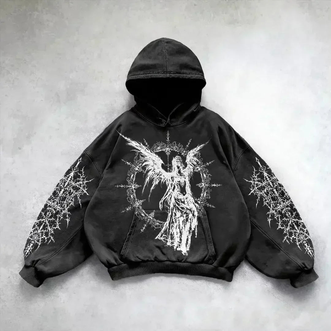 Y2k gothic dark skull hoodies men oversized sweatshirt couples punk tops streetwear goth harajuku women men clothing