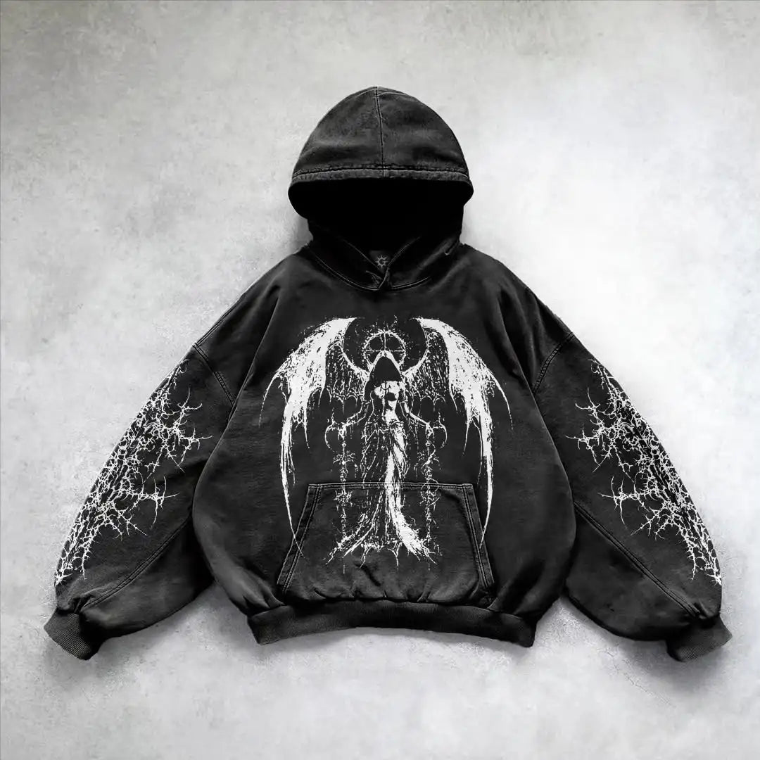 Y2k gothic dark skull hoodies men oversized sweatshirt couples punk tops streetwear goth harajuku women men clothing